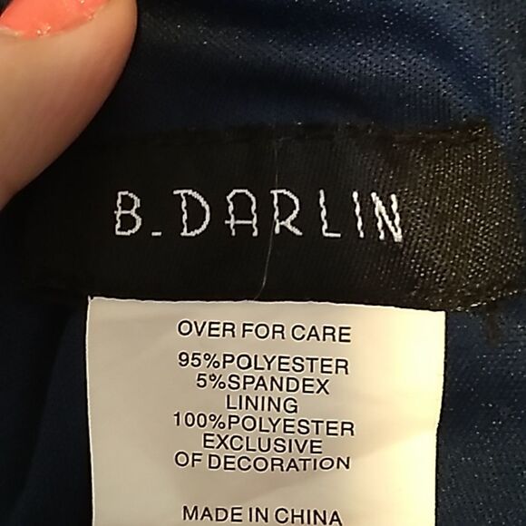 B. Darlin Navy Blue Floral Lace Fit & Flare Formal Vibrant Dress. Size 11/12 - Picture 12 of 13